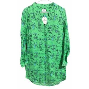HIHO Bananakeet Linen Tunic Dress Green Paradise Women's Size Small